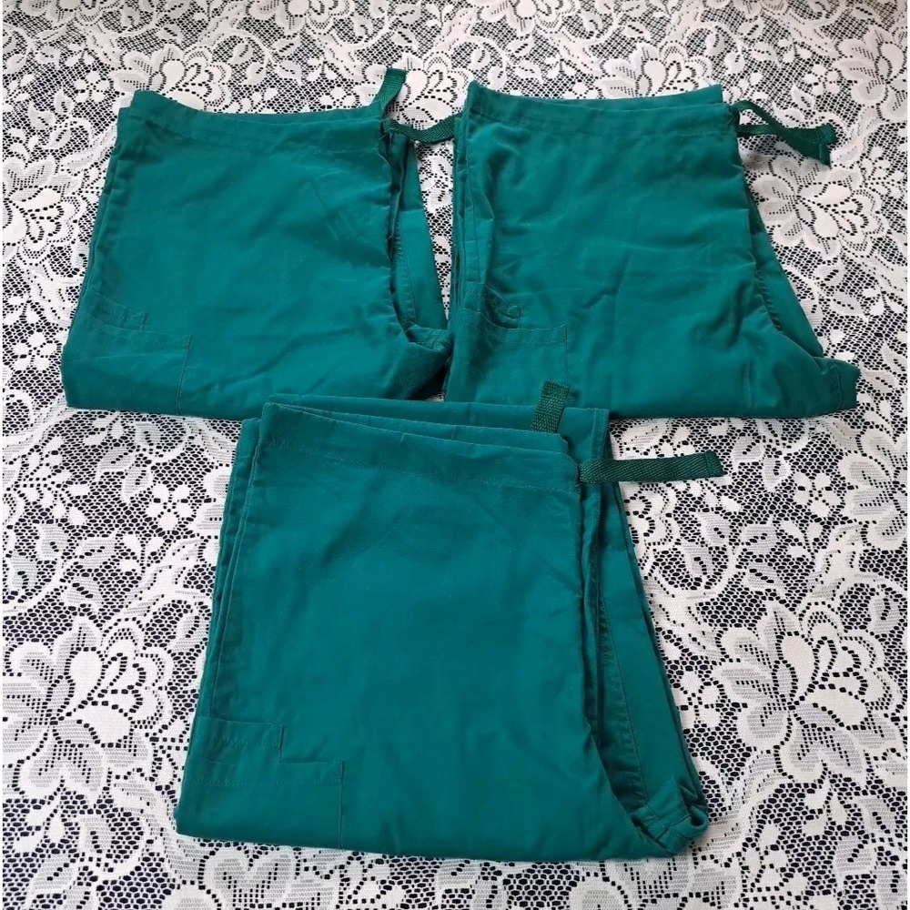 Cherokee Workwear Scrub Pants Men's M 4100 SGRW Drawstring Surgical Green Lot/3